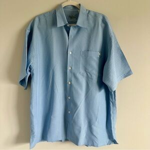 Bamboo Cay Men’s Size L Blue Short Sleeve Shirt, Modal/Polyester Blend, Vacation